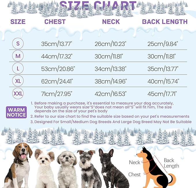 BRKURLEG Purple Dog Coat with Harness, Dog Winter Jacket, Dogs Onesie Body Warm Jackets, Small Dogs Winter Coats Reflective Windproof Warm Cold Weather Coats, Pet Waterproof Jackets, M