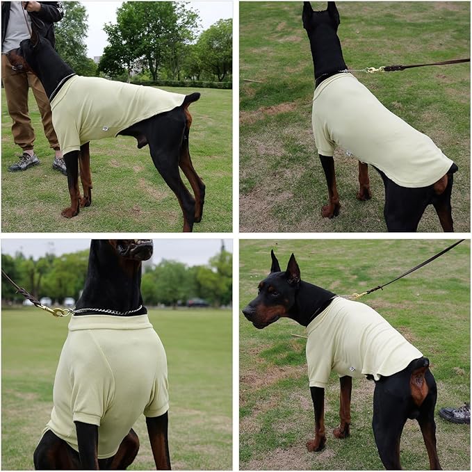 Lovelonglong Ribbed Dog T-Shirt Cotton Knitted Dog Sweaters for All Season Pet T-Shirts for Large Medium Small Dogs Chartreuse M