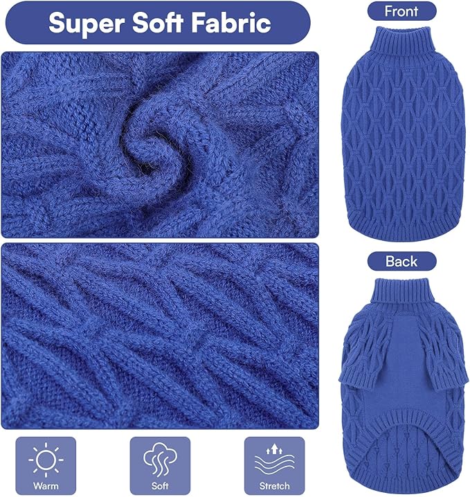 Queenmore Medium Dog Sweater,Dog Sweater for Medium Dogs Boys Girls,Christmas Sweaters for Dogs,DogSweater Knitwear Outfit,Thick Warm Pet Clothes for French Bulldog,Boston Terrier(Royal Blue,M)
