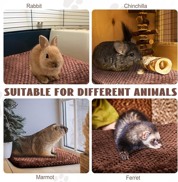 4 Pcs Self Heating Cat Pad Self Warming Cat Bed Dog Heating Pad Washable Thermal Pet Mat for Indoor Outdoor Pet 16 x 20 Inch Removable Non Slip(Coffee)