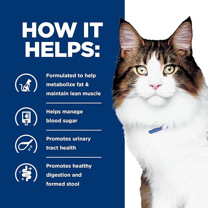 Hill's Prescription Diet w/d Multi-Benefit Digestive/Weight/Glucose/Urinary Management Chicken Flavor Dry Cat Food, Veterinary Diet, 4 lb. Bag