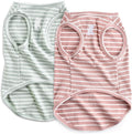 Koneseve Dog Shirt Vest Lightweight Stretchy Dog T-Shirts Soft Cool Shirts Sleeveless Stripe Vests Breathable Clothes for Puppy Kitty Cats Small Medium Large Dogs 2 Pack Pink + Green [ 5XL ]