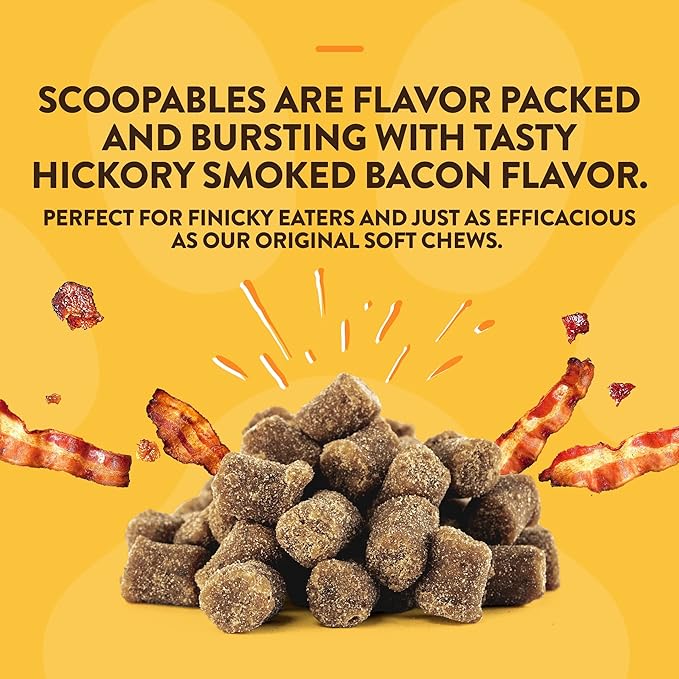 NaturVet Scoopables Emotional Support for Dogs - Daily Calming Aid Promotes 24/7 Normal, Calm Behavior - Hickory Smoked Bacon Flavored | 11oz Bag