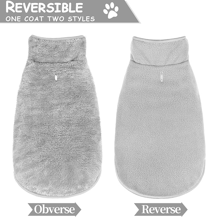 Malier Dog Winter Coat, Reversible Fleece Dog Cold Weather Coats, Windproof Warm Snow Puppy Jacket Vest Pet Clothes for Small Medium Large Dogs (Gray, Medium)