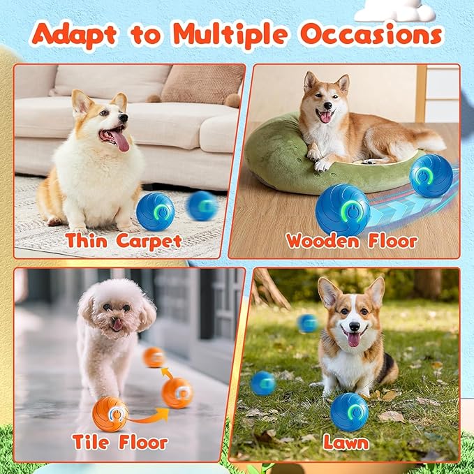 2PCS Duarspin Dog Ball, Shaky Balls Toy for Dogs, Interactive Dog BallToys, Fun Automatic MovingBall, Vibrating Ball Pet Bouncing BallToy, Duar Spin Dogs Balls That Moves on Its Own (Blue+Orange)