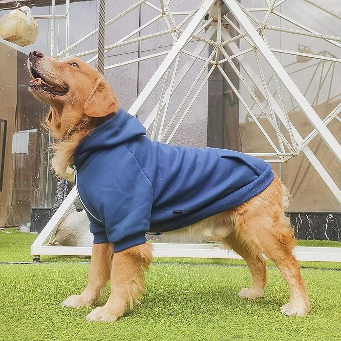 Extra Large Dog Clothes Hoodies Zip Up Sweaters for Big Dogs Alaskan Golden Retriever Blue 6XL