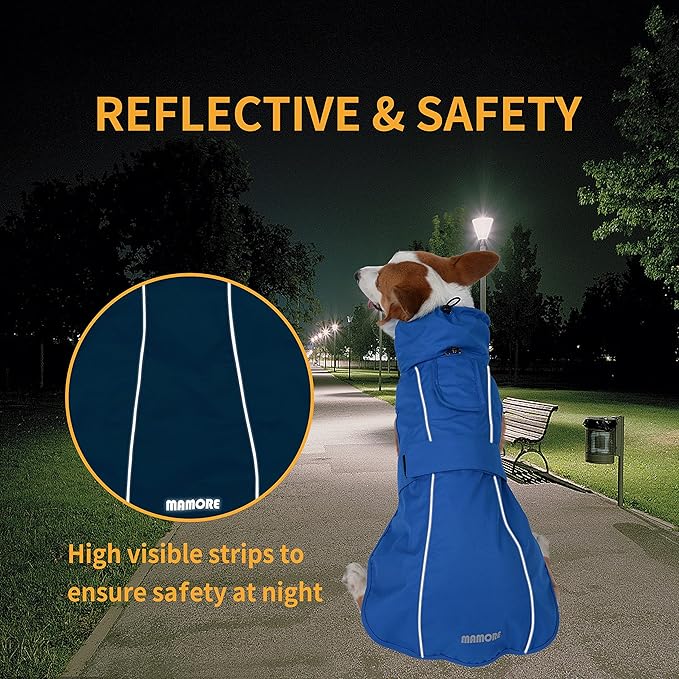 Adjustable Waterproof Dog Raincoat for Dogs,Lightweight Pet Rain Jacket Puppy Clothes with Reflective Strip for Small Medium Large Dogs (Black, Large)