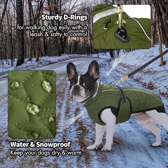 Dog Winter Coat for Small Medium Dogs, Reflective Dog Winter Jacket, Thick Fleece Snowsuit & Christmas Vest, Warm Water-Resistant Puppy Coat, Small Doggie Jackets for Cold Weather