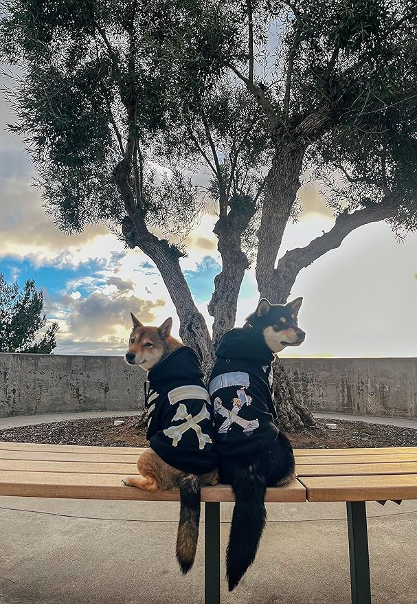 ChoChoCho Woof Dog Hoodie, Designer Dog Hoodies for Small Medium Large Breeds, Art Collection Dog Sweatshirts, Street Drawstring Hoodies Outfit Clothes for Puppy Puppies (M, Tape Arrows)