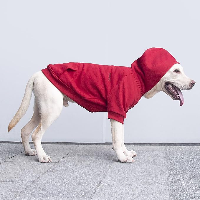 Extra Large Dog Clothes Hoodies Zip Up Sweaters for Big Dogs Labrador German Shepherd Red 3XL