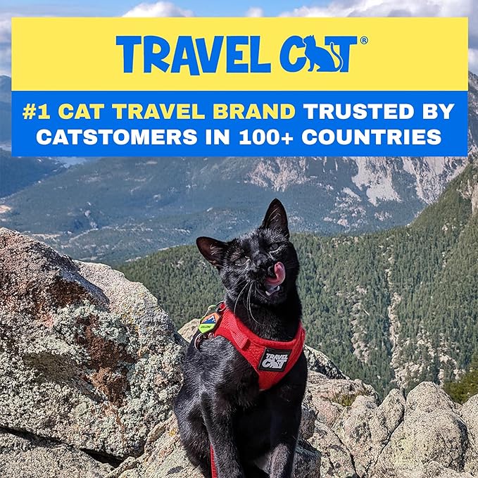 Travel Cat Harness and Leash Set - Adjustable Fit Mesh Cat Harness and Reflective Strap - Comfort Walking Vest for Kitten for Outdoor Walking, Hiking (Extra Small, Red)