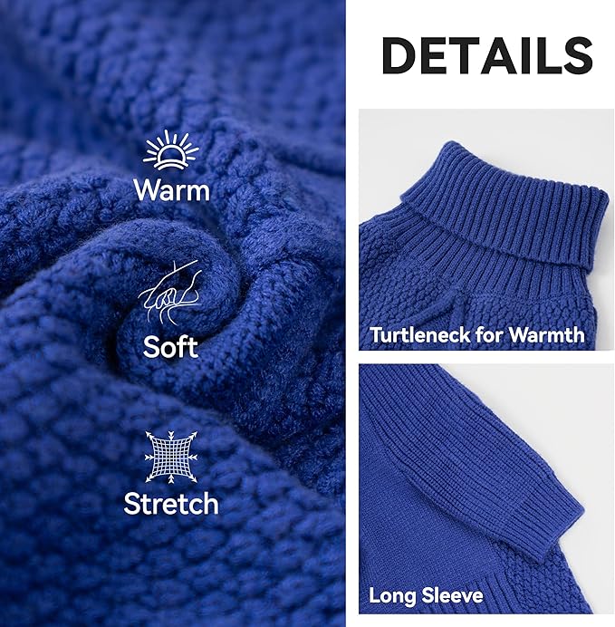 cyeollo 4XL Dog Sweater,Pullover Turtleneck for Large Dogs, Classic Knitwear Fall Winter Cold Weather Pet Clothes Warm Pet Apparel Large Big Dog Sweaters Male, Royal Blue XXXXL