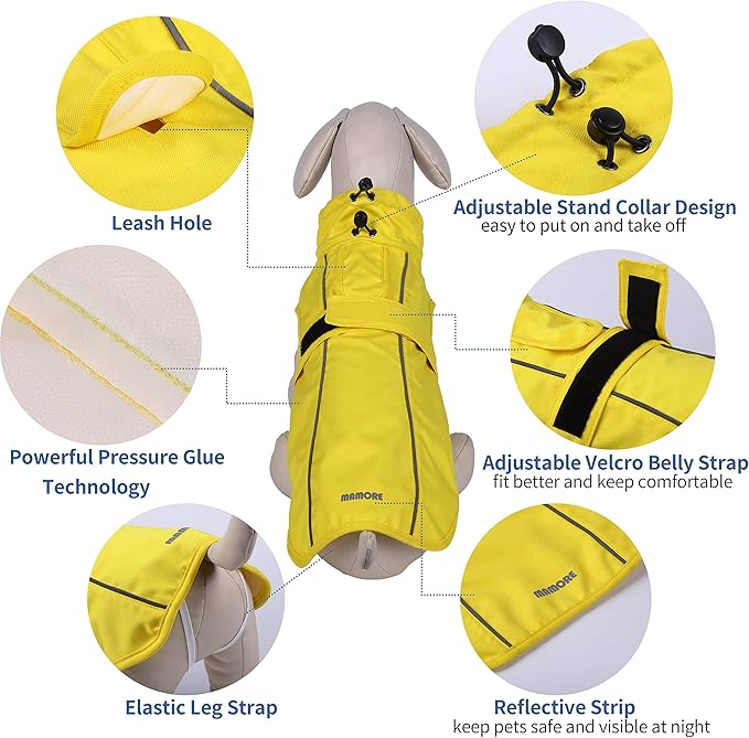 Waterproof Dog Raincoat with Reflective Strip, Adjustable Breathable Rain Coat Jacket with Leash Hole for Dogs (Pink, XXX-Large)