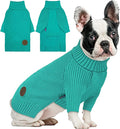 cyeollo Small Dog Sweater, Warm Stretchy Sweaters for Small Dogs Girl, Pullover Knitted Thermal Winter Big Dog Clothes with Sleeves, Turtleneck Pet Beagle Border Collie Apparel, Aqua Green L
