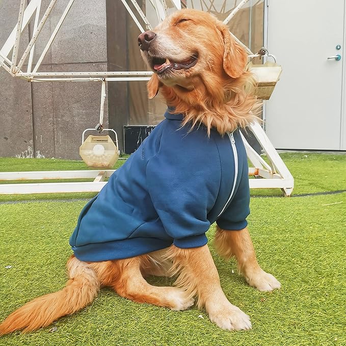 Extra Large Dog Clothes Hoodies Zip Up Sweaters for Big Dogs Alaskan Caucasian Sheepdog Blue 7XL