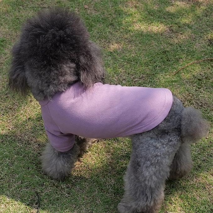 Lovelonglong Ribbed Dog T-Shirt Cotton Knitted Dog Sweaters for All Season Pet T-Shirts for Large Medium Small Dogs Taro Purple 2XL
