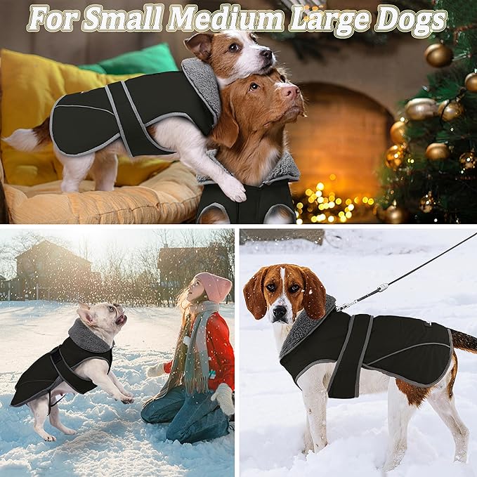 Dogcheer Dog Winter Jacket,Fleece Collar Cold Weather Clothes with Thick Padded, Reflective Sweater Waterproof Windproof Pet Warm Vest for Small Medium Large Dogs, XL(Chest Girth 26.8-34.6,Back 20.5)