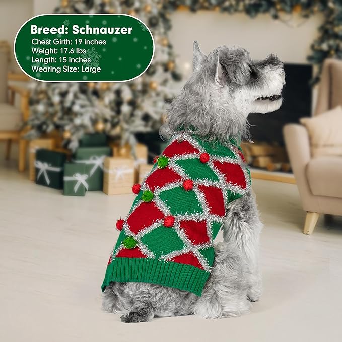 cyeollo Dog Christmas Sweater Turtleneck Dog Sweaters for Medium Large Dogs Girl Dog Clothes Xmas Knitted Pullover Doggie Sweater Holiday Outfit, Green XX-Large