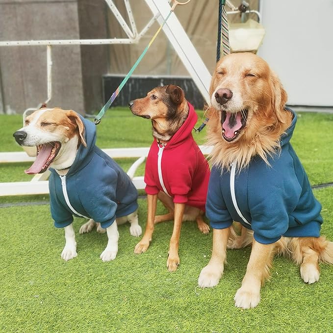 Extra Large Dog Clothes Hoodies Zip Up Sweaters for Big Dogs Labrador German Shepherd Blue 3XL