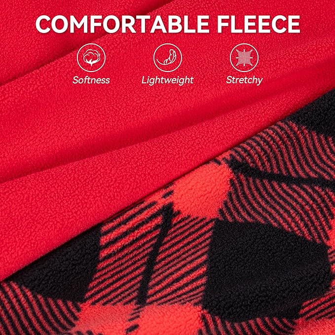 cyeollo 2 Pack Dog Fleece Sweater Stretchy Sweatshirt Pullover Dog Vest with Reflective Stripe Pet Clothes Lightweight Pet Sweaters for Medium Dogs Size, Red & Buffalo Plaid XL