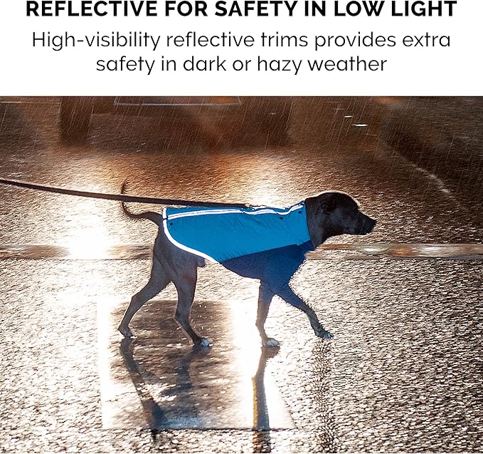 Furhaven Water-Repellent Large Dog Coat, Washable w/ Leash Access & Stretch Fabric - Pro-Fit Active Jacket - Aquamarine, Large
