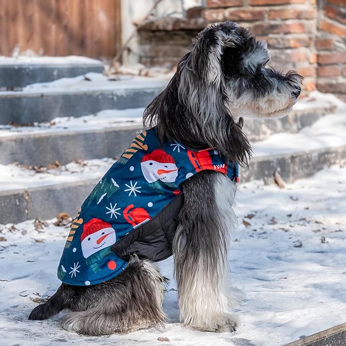 CuteBone Winter Dog Jacket Reversible Vest with Leash Hole - Windproof & Waterproof Small to Large Sizes Soft Winter Coat