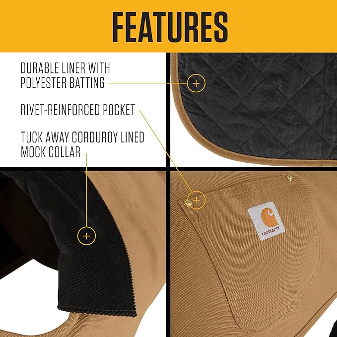Carhartt Firm Duck Insulated Dog Chore Coat, Durable Weather Resistant Jacket for Cold and Windy Conditions, PFAS Free (Hunter Orange), Large