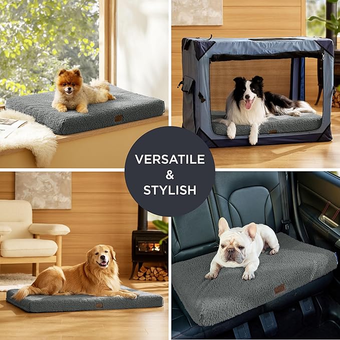 Bedsure Self Warming Dog Bed for Medium Dogs - Comfy Puppy Beds with Removable Washable Cover, Orthopedic Egg Crate Foam Pet Mat, Suitable for Pet Up to 30 lbs