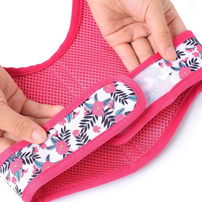 Mile High Life Dog Harness, Air Mesh Floral Vest Harness for 20 lbs Small Dogs & Cats, Easy Get on Adjustable Easy Closures Both Neck and Chest(Peony, XS Chest 14"-16")