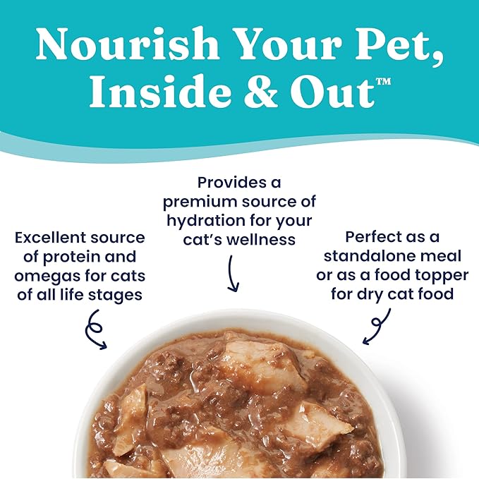 Solid Gold Five Oceans Shreds with Real Tuna in Gravy - Premium Wet Cat Food for All Life Stages, Pack of 12
