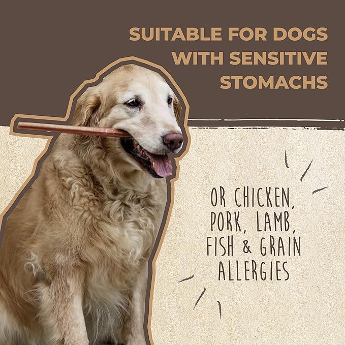 Mighty Paw Naturals Bully Sticks - All-Natural Protein-Rich Dog Chews from Grass-Fed Beef. Single-Ingredient Pet Treat for Dental Health. Keeps Chewers Busy - Dental Chew Dog Bully Stick