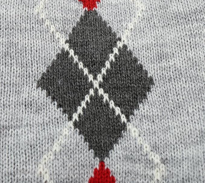 Grey Argyle Knit Pet Sweaters Clothes for Small Dogs, Grey Small (S) Size