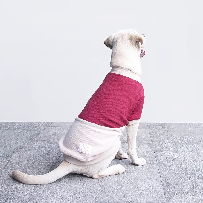 Extra Large Dog Sweaters Warm Clothes Pullover Sweatshirts for Labrador Rottweiler Great Dane, Dark Red Beige, 3X-Large