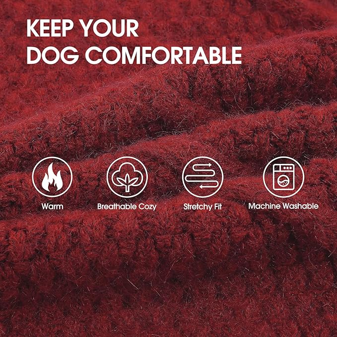 IECOii Big Dog Sweater - Extra Large Dog Sweater for Cold Weather, DarkRed, 4XL for Doberman & Great Dane, DarkRed - XXXXL