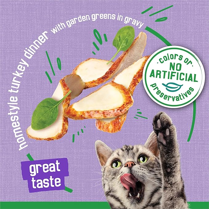 Purina Friskies Indoor Cat Food Meaty Bits Homestyle Turkey Dinner With Garden Greens in Gravy - (Pack of 24) 5.5 oz. Cans