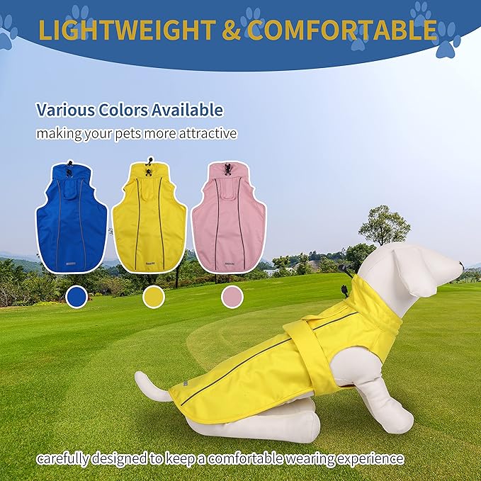 Waterproof Dog Raincoat with Reflective Strip, Adjustable Breathable Rain Coat Jacket with Leash Hole for Dogs (Pink, XXX-Large)