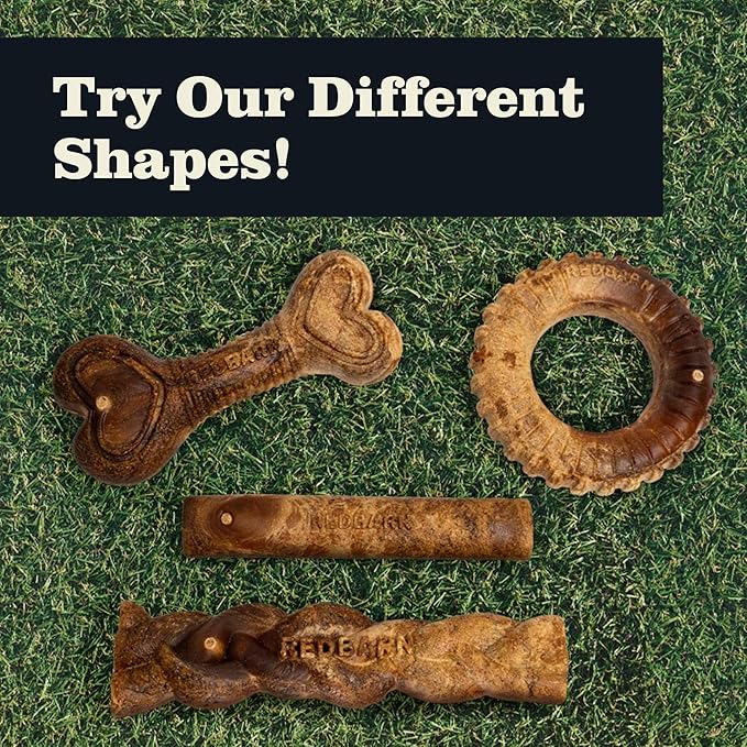Redbarn Natural Dur-A-Bulls Treats for Dogs - 3 Large Tires - Hickory Flavor - Made in USA Long Lasting 100% Digestible No Artificial Ingredients or Plastic