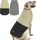 cyeollo Warm Dog Coat Sherpa Winter Coat, Reversible Fleece Dog Jackets Sweater Vest for Large Dogs Male with Leash Hole, Soft Cold Weather Pet Clothes, Khaki XXXL