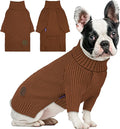 cyeollo Small Dog Sweater, Warm Turtleneck Sweaters for Small Dogs Boy, Knit Doggy Sweatshirt with Sleeves Fall Winter Pullover Cold Weather Dog Clothes for Indoor & Outdoor Wear, Brown S