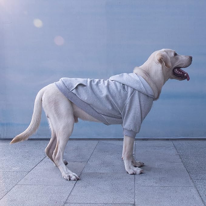 Extra Large Dog Clothes Hoodies Zip Up Sweaters for Big Dogs Labrador Golden Retriever Puppy Grey 2XL