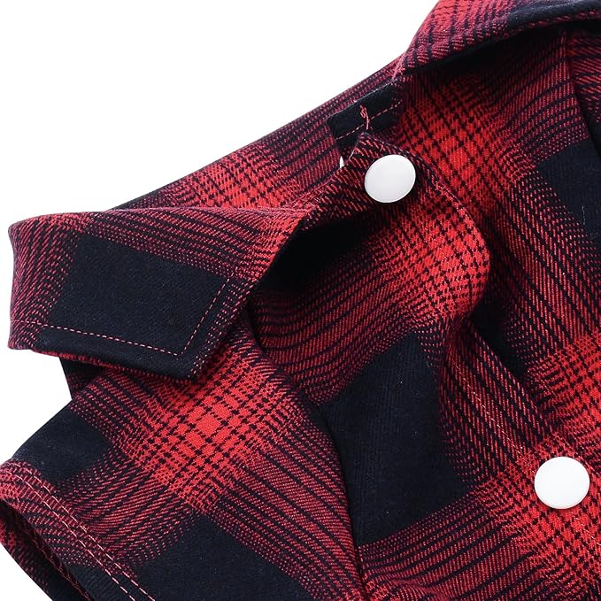 Koneseve Dog Shirt - Plaid Clothes T-Shirt & Sweater for Small Dog, Cat & Puppy - Adorable, Stylish & Cozy Halloween & Christmas Costume (Red, XXL)