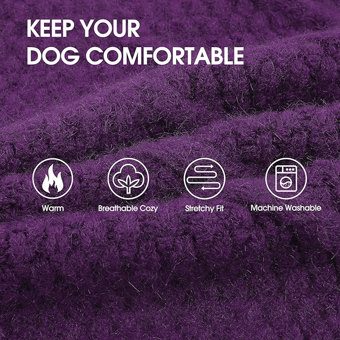 IECOii Great Dane Sweater,5XL Dog Sweater for Extra Large Dogs Breed,XXXXXL Dog Sweaters Christmas Outfit,Thick Warm Dog Winter Sweater for Male Female Dogs,Pullover Big Dog Sweater,Purple-5XL