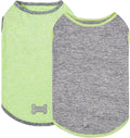 KYEESE 2Pack Dog Shirts Stretchy Sleeveless Vest with Reflective Label Quick Dry Pet Shirt for Small Dogs Sun Protection Dog T Shirt Soft Tank Top Lightweight Pet Clothes, Medium,Green