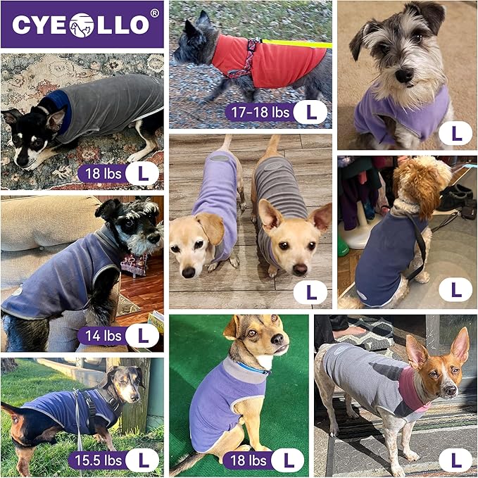 cyeollo 2 Pack Dog Sweaters for Small Dogs Lightweight Stretchy Fleece Vest Pullover Dog Sweatshirt with Reflective Stripe Pet Clothes Coats Size L Pink & Grey