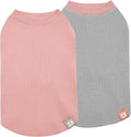 KYEESE 2Pack Dog Shirts Waffle for Small Dogs Stretchy T-Shirts Lightweight Tank Top Sleeveless Dog Vest Breathable, X-Large, Pink+Grey