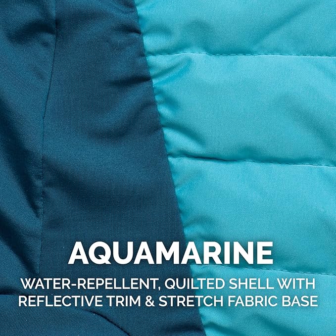 Furhaven Water-Repellent Large Dog Coat, Washable w/ Leash Access & Stretch Fabric - Pro-Fit Active Jacket - Aquamarine, Large