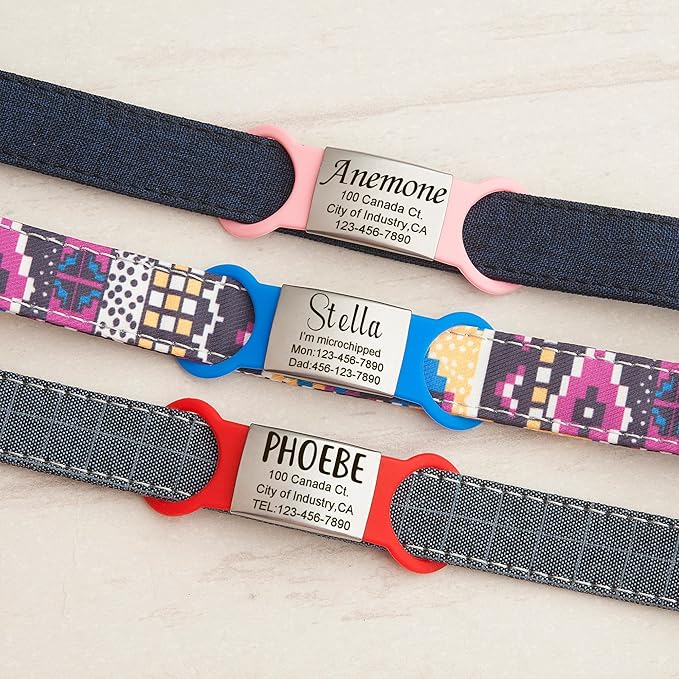 Anavia Slide On Silent Pet ID Tags, S/M/L/XL Personalized Multi-Color Silicone Band Cat Dog Name Tags, Customized Engraved Stainless Steel, Chew-Proof Quiet Dog Collar Tags (Red, X-Large)