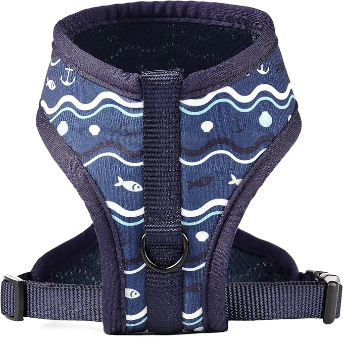 Mile High Life Step in Dog Harness for Small Dogs No Pull, Easy Get on Air Mesh Vest Harness, Adjustable Easy Closures Both Neck and Chest (Blue, L Chest 21.6"-43.2")