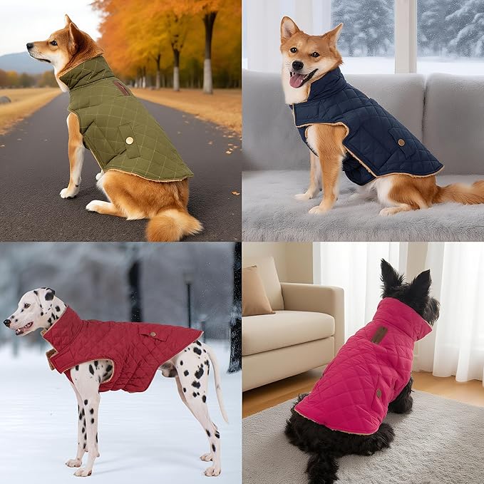 Dog Winter Coat, Waterproof Warm Dog Jackets for Large Dogs Boy, Adjustable Pet Vest Windproof Cold Weather Clothes Dogs Snowsuit with Leash Hole, Rose Red XX-Large