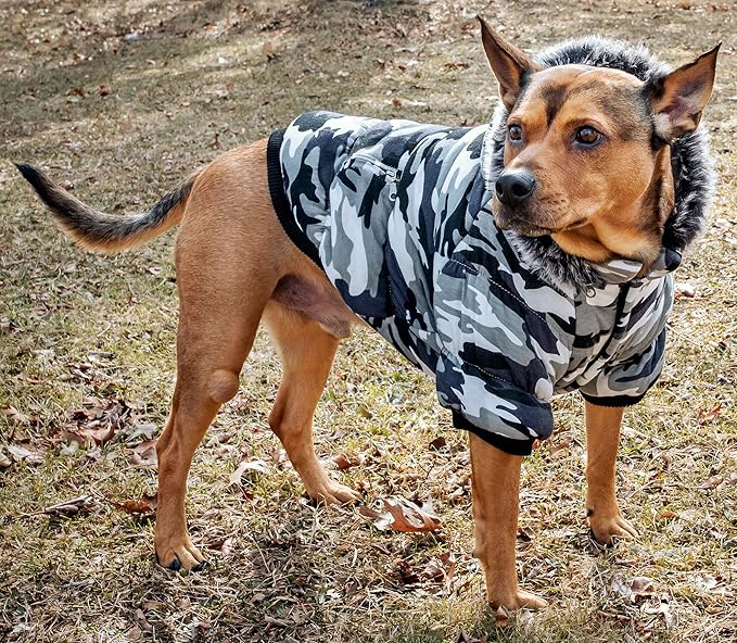 PET LIFE Classic Metallic Fashion Pet Dog Coat Jacket Parka w/ 3M Insulation and Removable Hood, X-Small, Deer Pattern